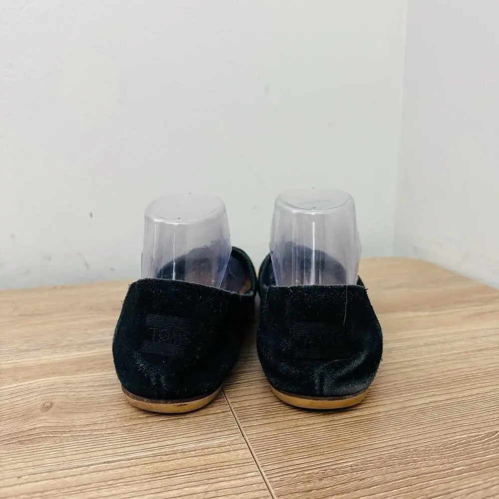 TOMS Jutti Black Suede Leather Perforated Slip On Shoes Women’s Size 9.5